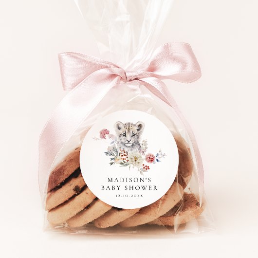 Schattigee Waterverf Sneeuw Leopard Winter Baby sh Ronde Sticker