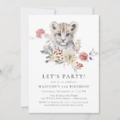 Schattigee Waterverf sneeuw luipaard winterfeest Kaart (Voorkant)