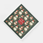 Schattigee waterverf sneeuwman Kerst aangepaste se Servet (Hoek)