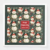 Schattigee waterverf sneeuwman Kerst aangepaste se Servet (Voorkant)