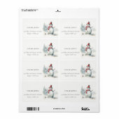 Schattigee Waterverf sneeuwman kerst adres Etiket (Full Sheet)