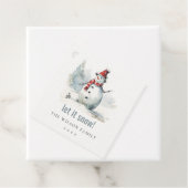 Schattigee Waterverf sneeuwman laat het sneeuwkers Bedankjes Labels (In situ)