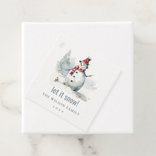 Schattigee Waterverf sneeuwman laat het sneeuwkers Bedankjes Labels (In situ)