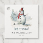 Schattigee Waterverf sneeuwman laat het sneeuwkers Bedankjes Labels (Voorkant)