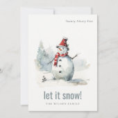 Schattigee Waterverf sneeuwman laat het sneeuwkers Feestdagenkaart (Voorkant)