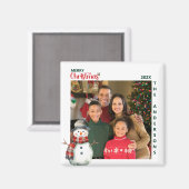 Schattigee Waterverf Sneeuwman Vrolijke Kerstfoto Magneet (Voorkant / Achterkant)