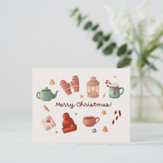 Schattigee waterverf snoepriet winter kerst Kaart (Staand voorkant)