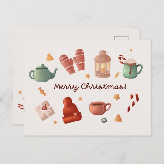 Schattigee waterverf snoepriet winter kerst Kaart (Voorkant / Achterkant)