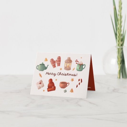 Schattigee waterverf snoepriet winter kerst Kaart (Voorkant)