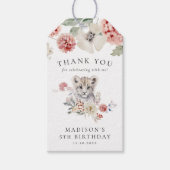 Schattigee Waterverf Snow Leopard Verjaardagsfeest Cadeaulabel (Voorkant)