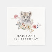 Schattigee Waterverf Snow Leopard Verjaardagsfeest Servet (Voorkant)