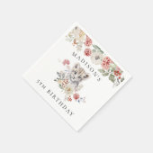 Schattigee Waterverf Snow Leopard Verjaardagsfeest Servet (Hoek)