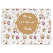 Schattigee Waterverf Snowman Cookies Monogram Groot Cadeauzakje (Voorkant)