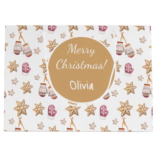 Schattigee Waterverf Snowman Cookies Monogram Groot Cadeauzakje (Voorkant)