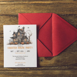 Schattigee Waterverf spookhuis Halloween Party Kaart