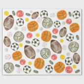 Schattigee Waterverf Sportbal Kinder Kinderen Verj Cadeaupapier (Vlak)