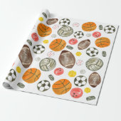 Schattigee Waterverf Sportbal Kinder Kinderen Verj Cadeaupapier (Uitgerold)