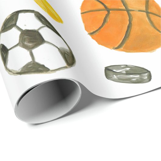 Schattigee Waterverf Sportbal Kinder Kinderen Verj Cadeaupapier (Rol Hoek)