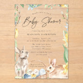 Schattigee Waterverf Spring Bunnies Baby shower Acryl Uitnodigingen (Voorkant)