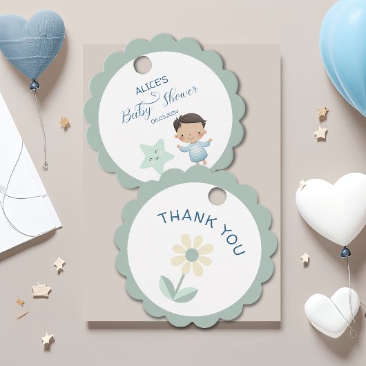 Schattigee Waterverf Star Boy Baby shower Bedankjes Labels