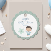 Schattigee Waterverf Star Boy Baby shower Bedankjes Labels