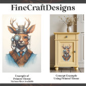 Schattigee Waterverf Steampunk Rendier D7 Decoupag Tissuepapier