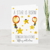 Schattigee Waterverf sterren Gefeliciteerd met nie Kaart (Voorkant)