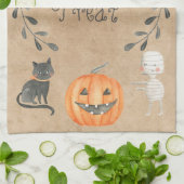 Schattigee Waterverf stijl Halloween tekens Theedoek (Gevouwen)