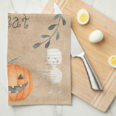 Schattigee Waterverf stijl Halloween tekens Theedoek (Quarter Fold)