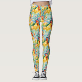 Schattigee Waterverf stijl kippen Leggings