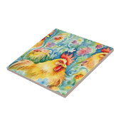 Schattigee Waterverf stijl kippen Tegeltje (Zijkant)