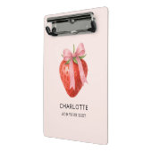 Schattigee Waterverf Strawberry Bow Coquette Monog Mini Klembord (Angled2)