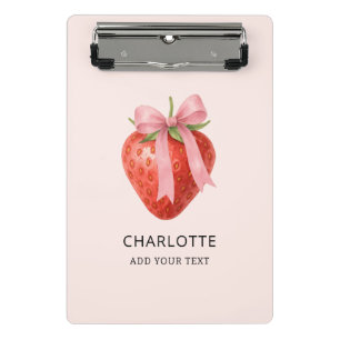 Schattigee Waterverf Strawberry Bow Coquette Monog Mini Klembord