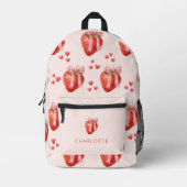 Schattigee Waterverf Strawberry Bow Coquette Patte Bedrukte Rugzak (Voorkant)