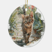 SCHATTIGEE WATERVERF TABBY KITTEN OP SPRING PATH KERAMISCH ORNAMENT (Links)
