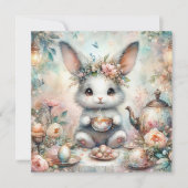 Schattigee Waterverf Tea Garden paashaas Feestdagenkaart (Voorkant)