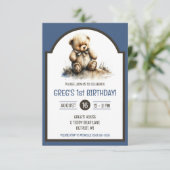 Schattigee Waterverf TedD Beer Verjaardagsfeest Kaart (Staand voorkant)
