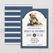 Schattigee Waterverf TedD Beer Verjaardagsfeest Kaart (Voorkant / Achterkant)