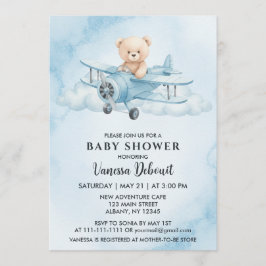 Schattigee Waterverf Teddy Bear Baby shower Kaart