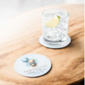 Schattigee Waterverf Teddy Bear Balloon Baby showe Ronde Kartonnen Onderzetter