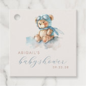 Schattigee Waterverf Teddy Bear Blue Boy Baby show Bedankjes Labels (Voorkant)