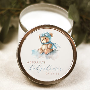 Schattigee Waterverf Teddy Bear Blue Boy Baby show Ronde Sticker