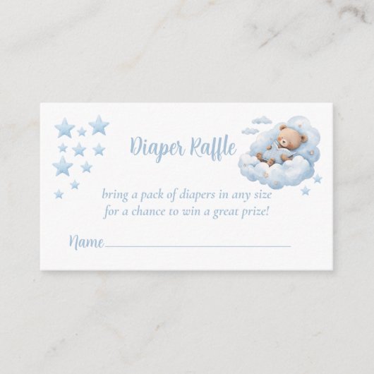 Schattigee Waterverf Teddy Bear Diapper Raffle Informatiekaartje (Voorkant)