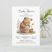 Schattigee Waterverf Teddy Bear Honey Pot Baby sho Kaart (Staand voorkant)