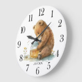 Schattigee Waterverf Teddy Bear Honey Pot geperson Grote Klok (Hoek)