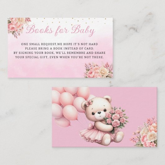 Schattigee Waterverf Teddy Bear Meisje Boeken voor Informatiekaartje (Voorkant / Achterkant)