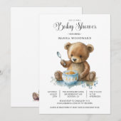 Schattigee Waterverf Teddy Bear Porridge Baby show Kaart (Voorkant / Achterkant)