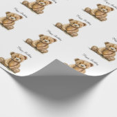 Schattigee Waterverf Teddy Bear Verjaardag Cadeaupapier (Hoek)