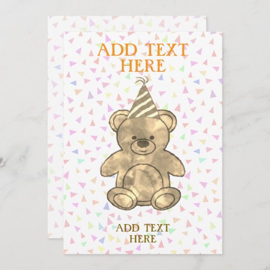 Schattigee Waterverf Teddy Bear Verjaardag Kaart (Voorkant / Achterkant)