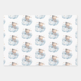 Schattigee Waterverf Teddy Bears en Sterren Inpakpapier Vel